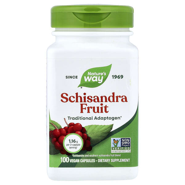 Nature's Way Schisandra Fruit, 100 Vegan Capsules (0.58 g per Capsule)