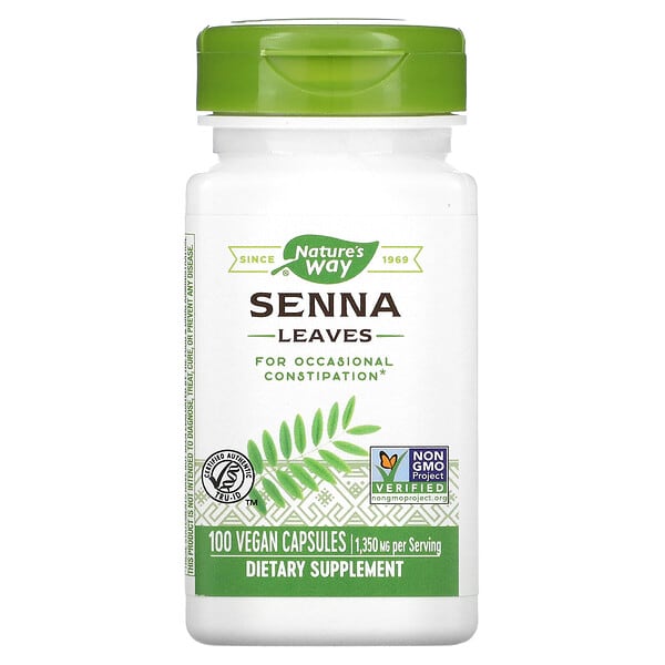 Nature's Way, Folhas de Senna, 450 mg, 100 Cápsulas Veganas