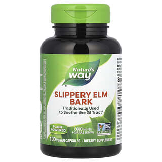 Nature's Way, Slippery Elm Bark, 1,600 mg, 100 Vegan Capsules (400 mg per Capsule)