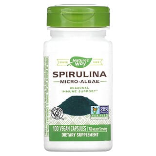 Nature's Way, Microalgas com espirulina, 380 mg, 100 cápsulas veganas