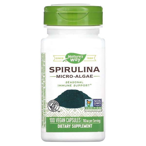 Nature's Way, Microalgas de espirulina, 380 mg, 100 cápsulas veganas