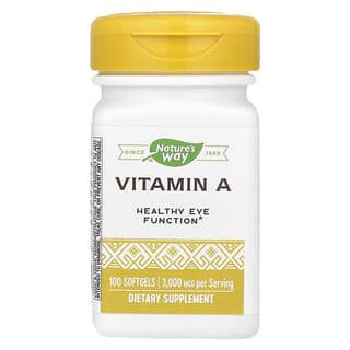 Nature's Way, Vitamina A, 3000 mcg, 100 cápsulas blandas