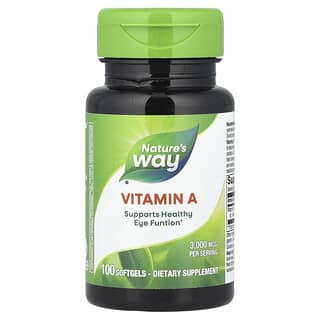 Nature's Way, Vitamina A, 3000 mcg, 100 cápsulas blandas