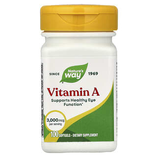 Nature's Way, Vitamina A, 3000 mcg, 100 cápsulas blandas