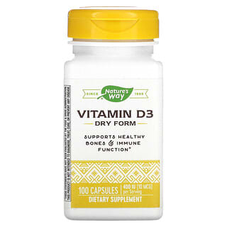 Nature's Way, Vitamin D3, Dry Form, 10 mcg (400 IU), 100 Capsules