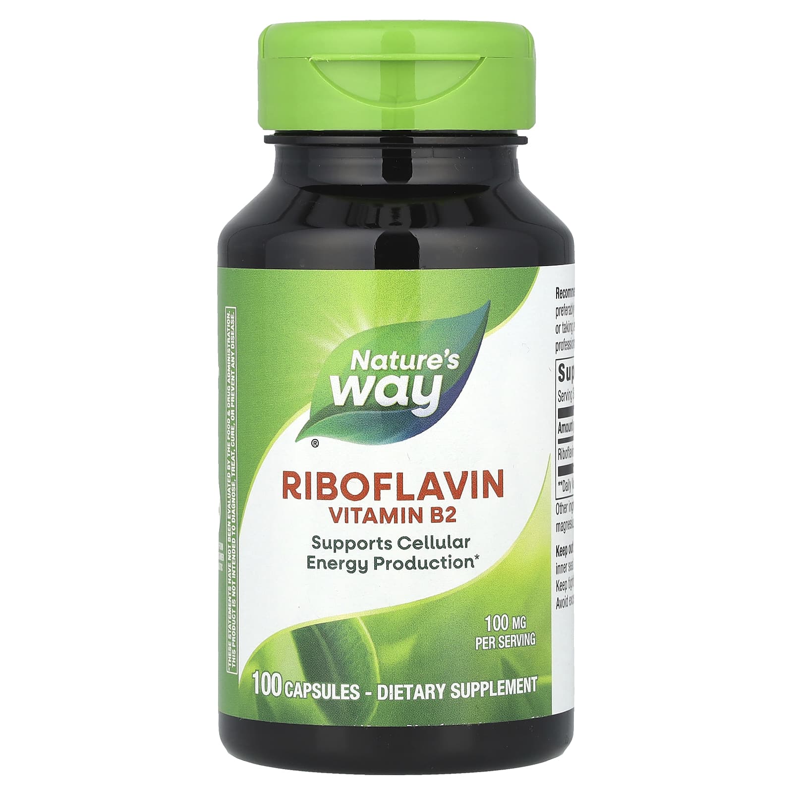 Nature's Way Riboflavin Vitamin B2 100 MG 100 Capsules