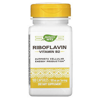 Nature's Way, Riboflavina, Vitamina B2, 100 mg, 100 cápsulas