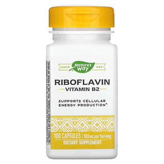 Nature's Way, Riboflavina, Vitamina B2, 100 mg, 100 cápsulas