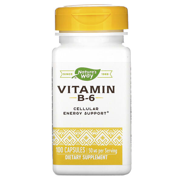 Vitamin B-6, 50 mg, 100 Capsules