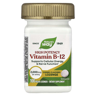 Nature's Way, Vitamin B-12, Cherry Flavor, 100 Vegan Lozenges