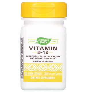 Nature's Way, Vitamina B12, Sabor a cereza, 2000 mcg, 100 pastillas veganas