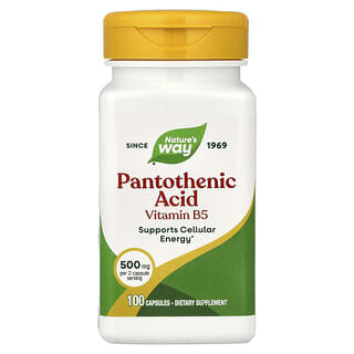 Nature's Way, Ácido pantoténico, Vitamina B5, 500 mg, 100 cápsulas (250 mg por cápsula)
