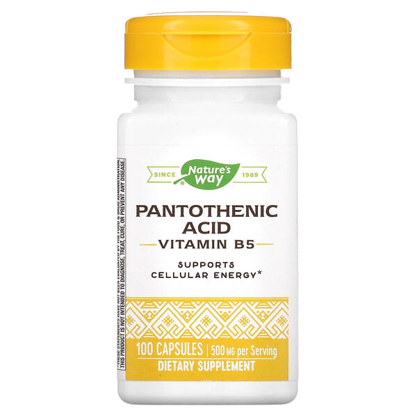 Nature's Way, Ácido pantoténico, Vitamina B5, 250 mg, 100 cápsulas