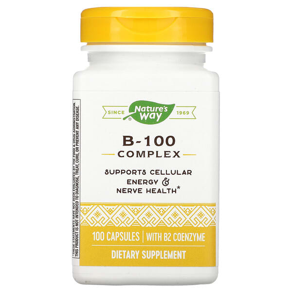 Nature's Way, Complejo de vitaminas B 100 con coenzima B2, 100 cápsulas