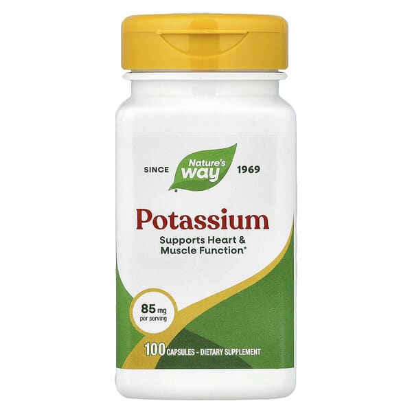 Potassium, 85 mg, 100 Capsules
