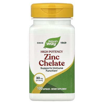 Nature's Way, Amino Acid Zinc Chelate, 30 mg, 100 Tablets