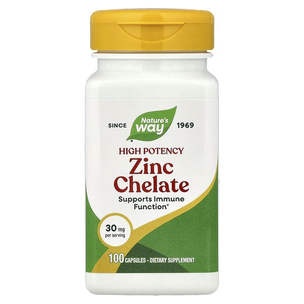 Nature's Way Zinc Chelate, 30 mg, 100 Capsules