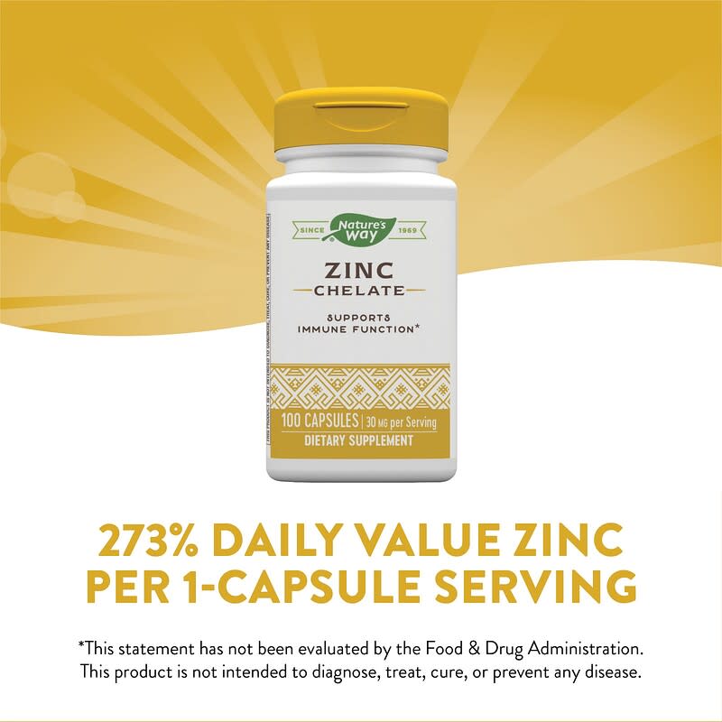Nature's Way, Chélate de zinc, 30 mg, 100 capsules