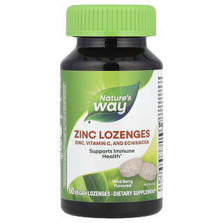 Nature's Way, Pastillas de zinc, Sabor a frutos rojos, 60 pastillas veganas