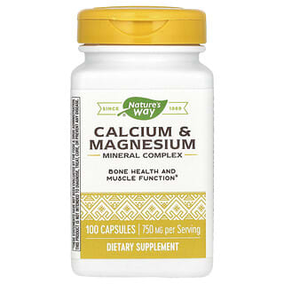 Nature's Way, Complexe minéral de calcium et de magnésium, 750 mg, 100 capsules (250 mg par capsule)