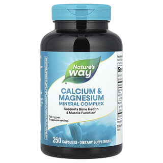 Nature's Way, Kalcium és magnézium, ásványi komplex, 750 mg, 250 kapszula (250 mg kapszulánként)