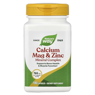 Nature's Way, Calcium, Magnesium, Zinc Mineral Complex, 765 mg, 100 Capsules (255 mg per capsule)