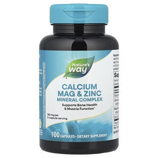 Nature's Way, Complejo mineral de calcio y zinc, 765 mg, 100 cápsulas (255 mg por cápsula)