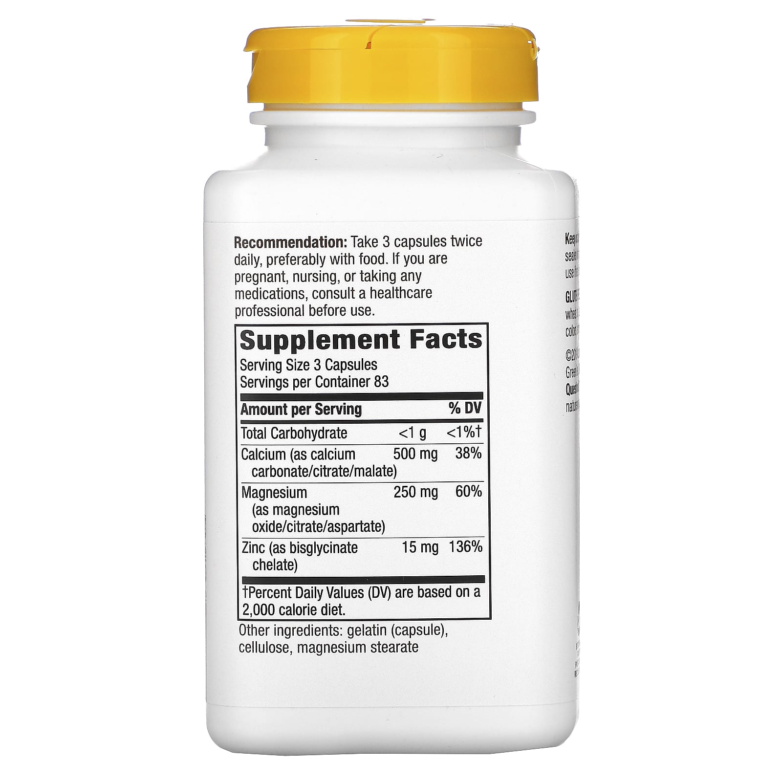 Nature's Way, Calcium, Mag & Zinc, Mineral Complex, 765 mg, 250 Capsules