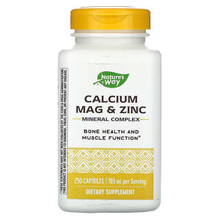 Nature's Way, Calcium, magnésium et zinc, Complexe minéral, 765 mg, 250 capsules