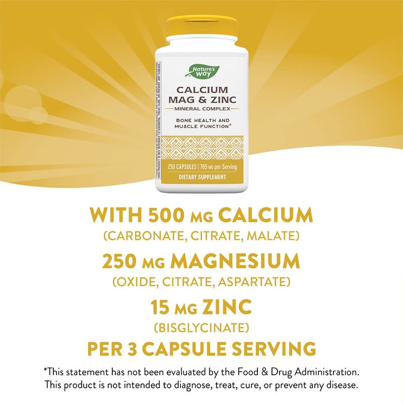 Nature's Way, Calcium, Mag & Zinc, Mineral Complex, 765 mg, 250 Capsules
