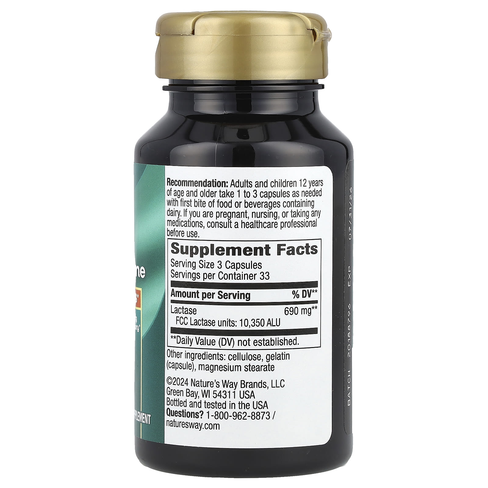 Nature's Way, Lactase Enzyme, 100 Capsules