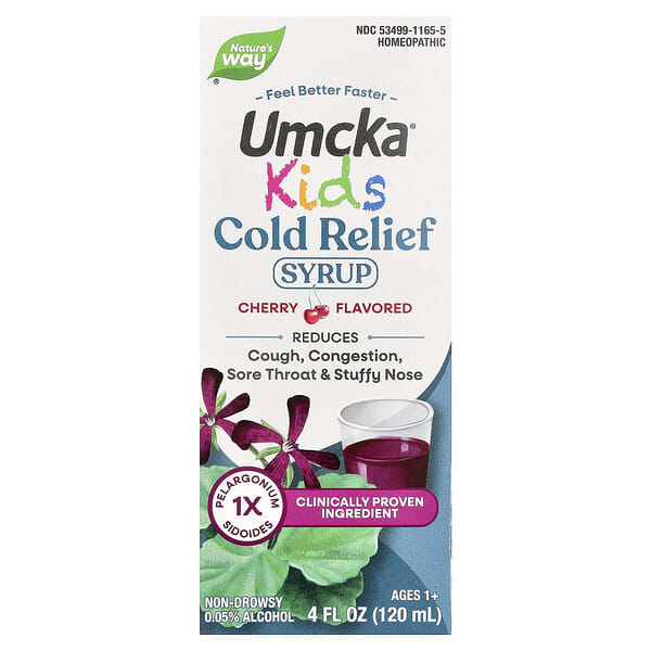 Nature's Way, Umcka, 어린이용 감기 완화 시럽, 만 1세 이상, 체리 맛, 120ml(4fl oz)