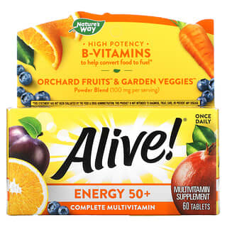 Nature's Way, Alive! Energy 50+, комплекс витаминов и микроэлементов для взрослых старше 50 лет, 60 таблеток