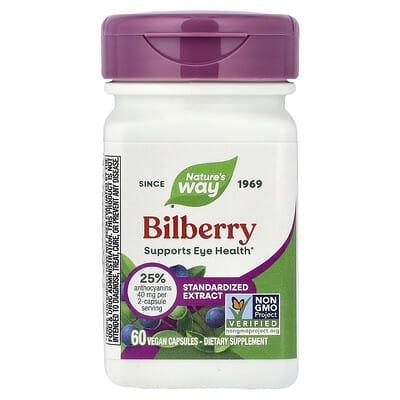 Nature's Way, Bilberry Standardized Extract, 60 Vegan Capsules