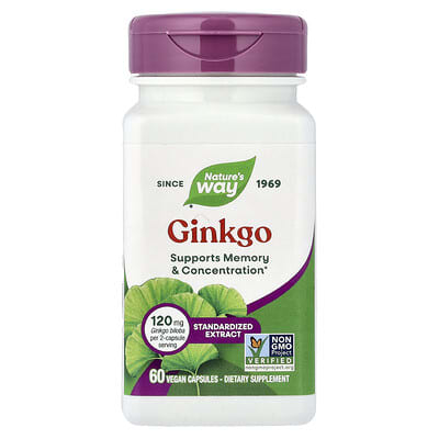 Nature's Way, Ginkgo, Standardized Extract, 60 Vegan Capsules