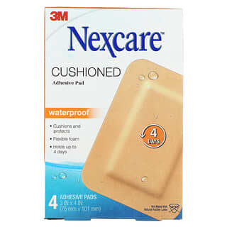 Nexcare, Cushioned Waterproof Adhesive Pad, 4 Pads