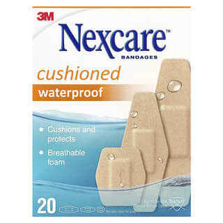 Nexcare, Cushioned Waterproof Bandages, 20 Assorted Sizes