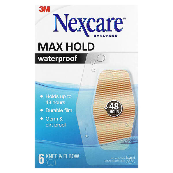 Nexcare, 透明防水繃帶，長效保護，膝蓋和肘部，6 條