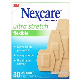 Nexcare, Curativos Flexíveis Ultra Stretch, 30 Tamanhos Sortidos