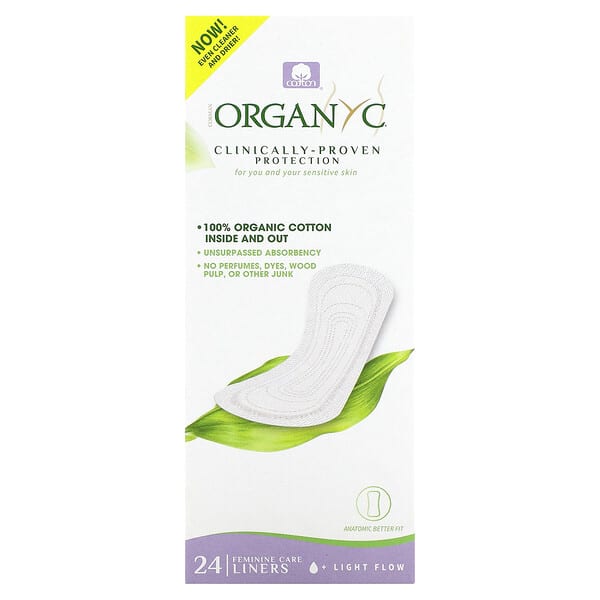 Organyc, Organic Cotton Panty Liners, Light Flow, 24 Liners