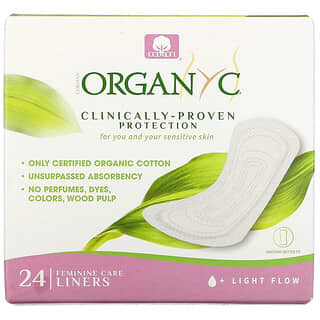 Organyc, Ежедневные прокладки из органического хлопка, в индивидуальной упаковке, для небольшого объема выделений, 24 шт.