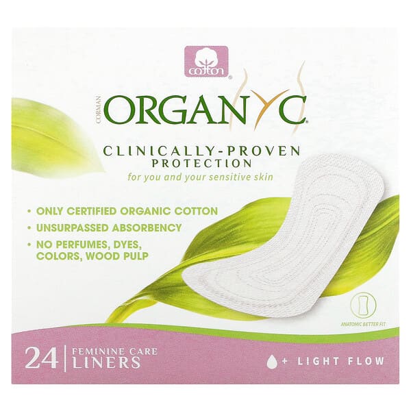 Organyc, Organic Cotton Folded Panty Liners, Light Flow, 24 Panty Liners