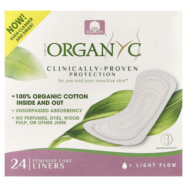 Organyc, 면 팬티 라이너, Light Flow, 팬티 라이너 24개입