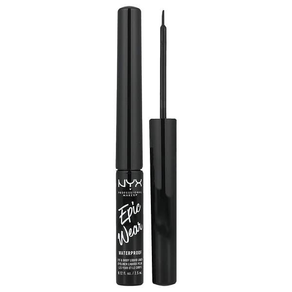 NYX Professional Makeup, Epic Wear, 워터프루프 아이 & 바디 리퀴드 라이너, 01 블랙, 3.5ml(0.12fl oz)
