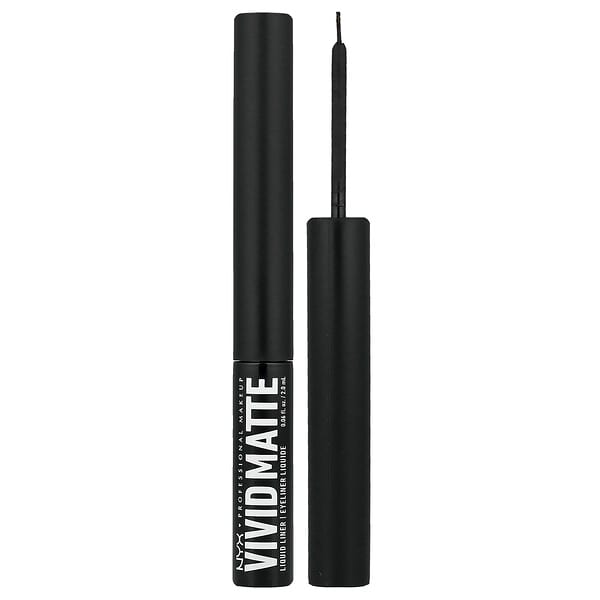 NYX Professional Makeup, 비비드 매트 리퀴드 아이라이너, 01 블랙, 2ml(0.06fl oz)