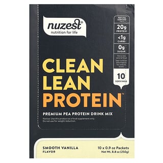 Nuzest, 清潔瘦蛋白，順滑香草味，10 包，每包 0.9 盎司（25 克）