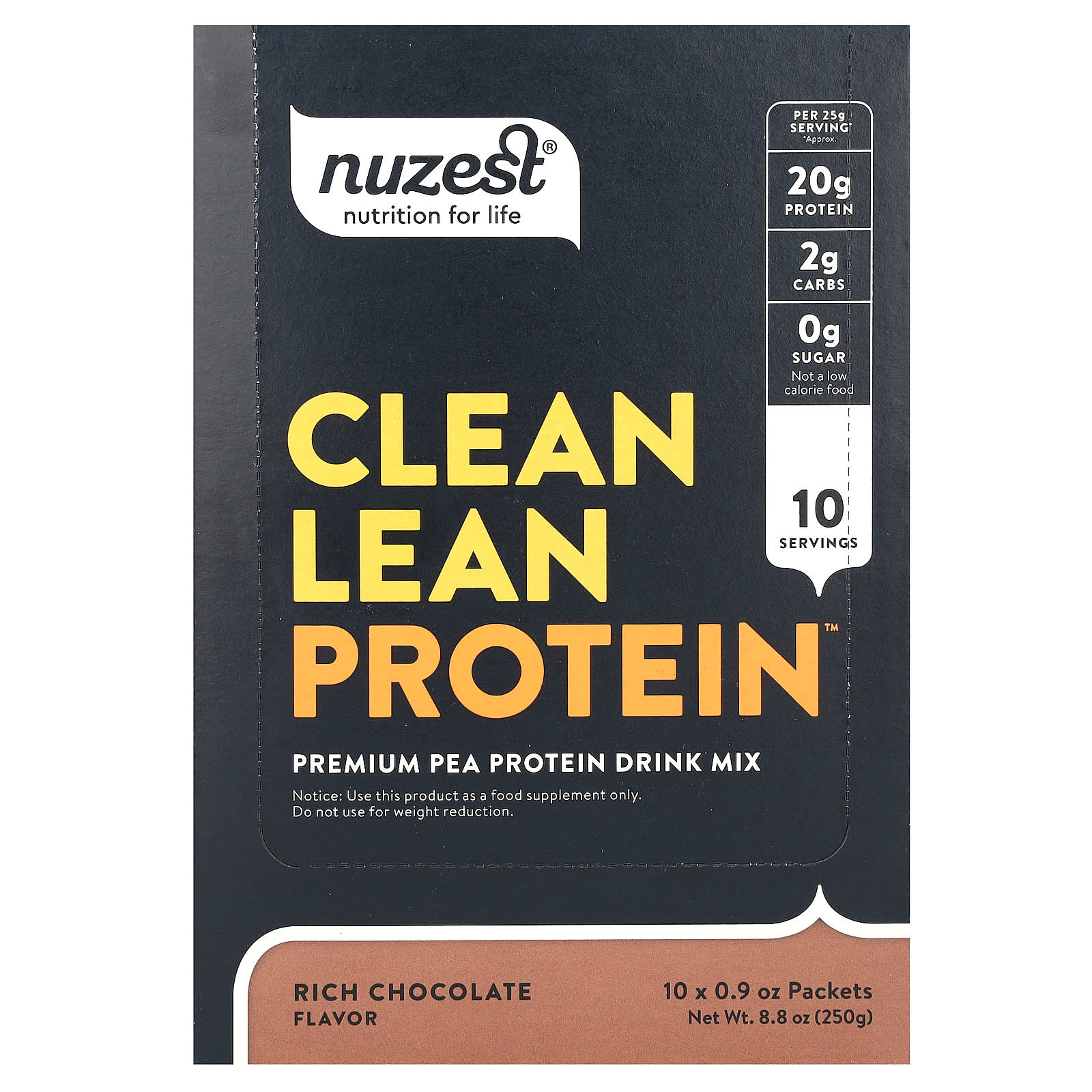 Clean Lean Protein、リッチチョコレート、10袋、各25g（0.9オンス）