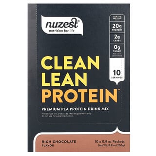 Nuzest, 깨끗한 저지방 단백질, 리치 초콜릿, 10팩, 팩당 25g(0.9oz)