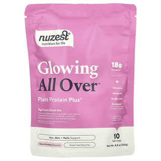 نوزيست‏, Glowing All Over™, Plant Protein Plus+, Natural Strawberry, 8.8 oz (250 g)