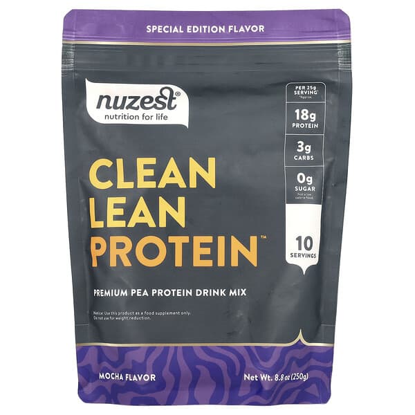 Nuzest, Clean Lean Protein™, Premium Pea Protein Drink Mix, Mocha , 8.8 oz (250 g)